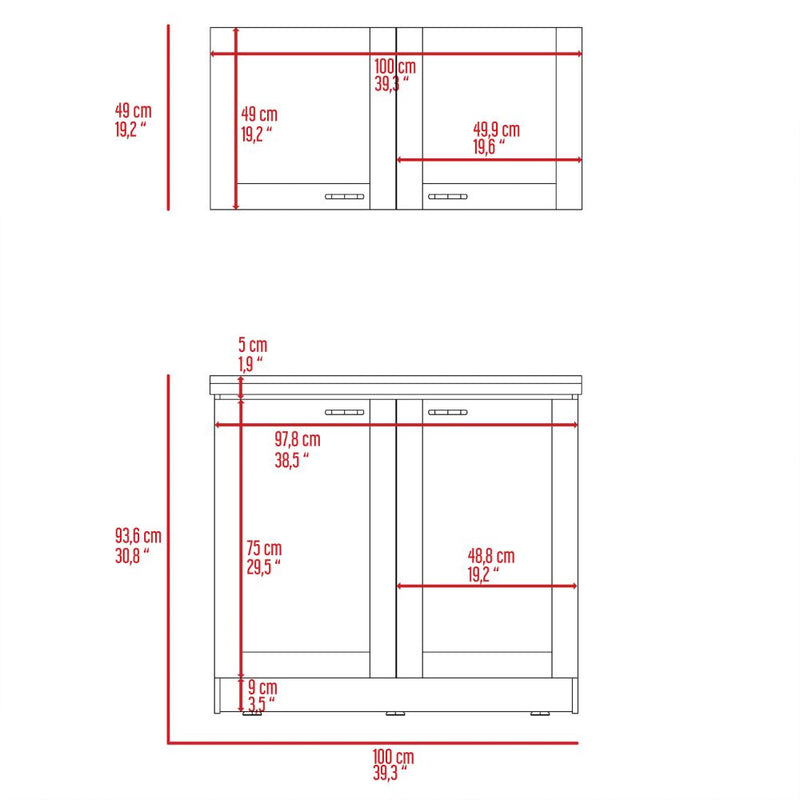 Cabinet Set Zeus, Two Parts Set, White Finish-8