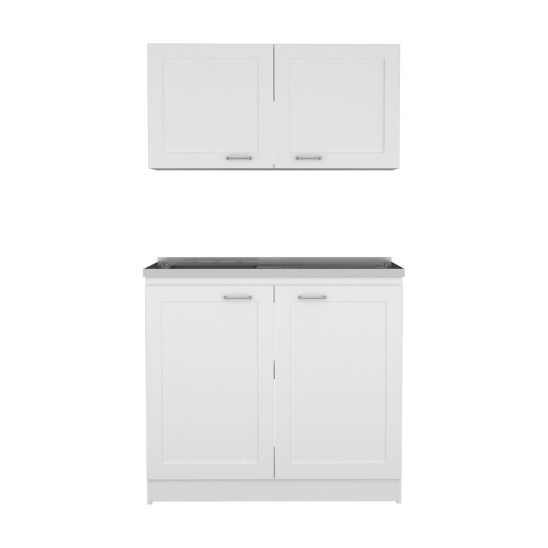 Cabinet Set Zeus, Two Parts Set, White Finish-3