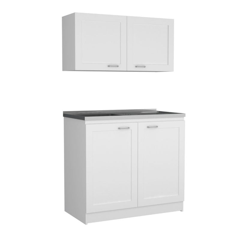 Cabinet Set Zeus, Two Parts Set, White Finish-5