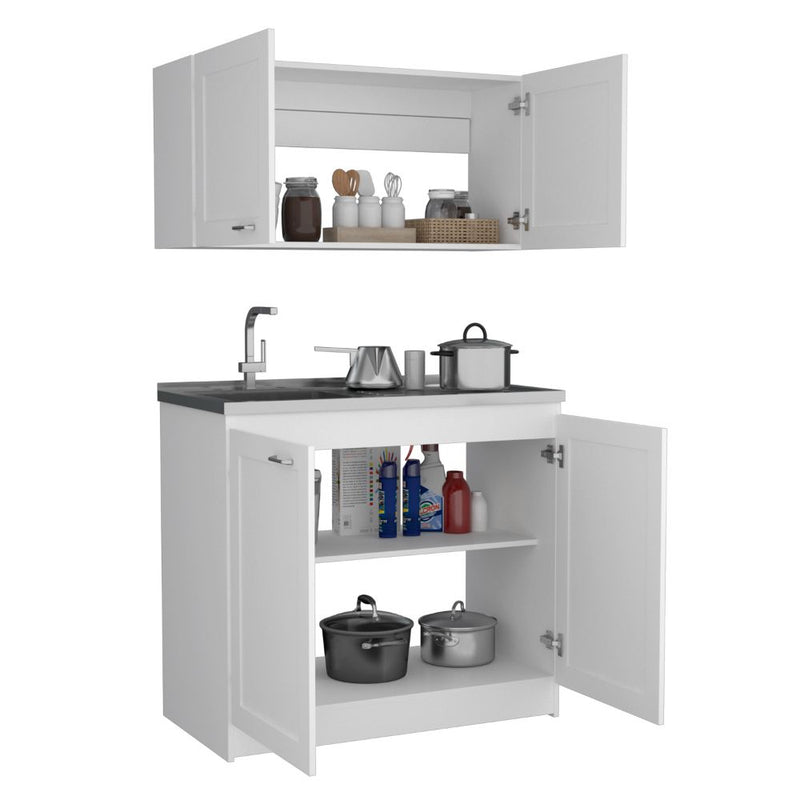 Cabinet Set Zeus, Two Parts Set, White Finish-4