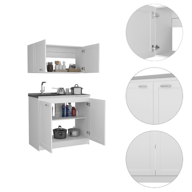 Cabinet Set Zeus, Two Parts Set, White Finish-6