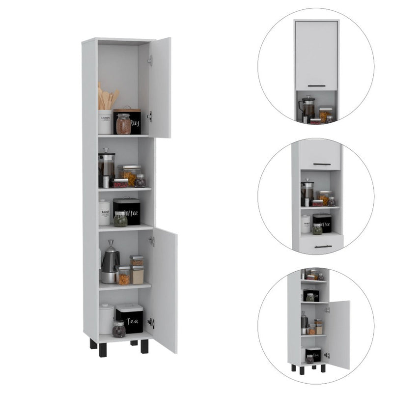 Pantry Cabinet Almada, Three Interior Shelves, White Finish-2