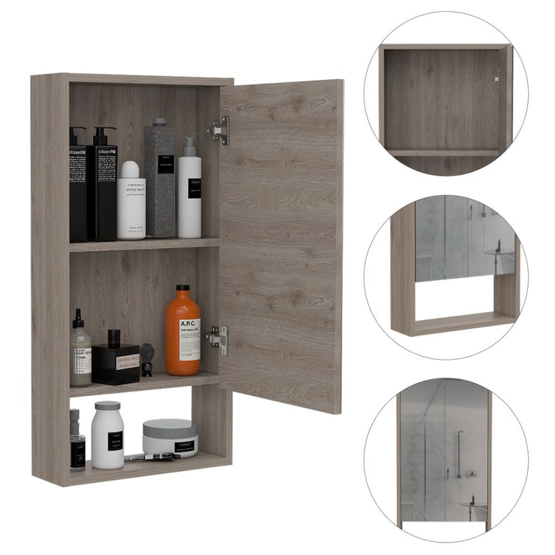 Medicine Cabinet Mirror Clifton, Five Internal Shelves, White Finish-2