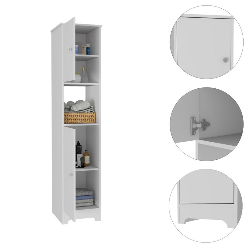 Linen Cabinet Albany, Four Interior Shelves, White Finish-2