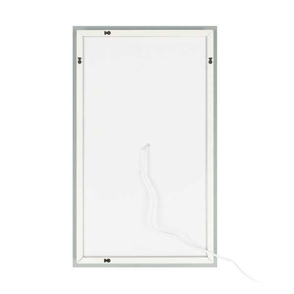 36"x 28" Square Built-in Light Strip Touch LED Bathroom Mirror Silver