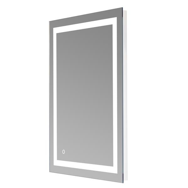 40"x 24" Square Built-in Light Strip Touch LED Bathroom Mirror Silver