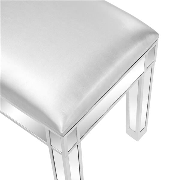 Modern Style Mirrored Vanity Stool Silver Gray