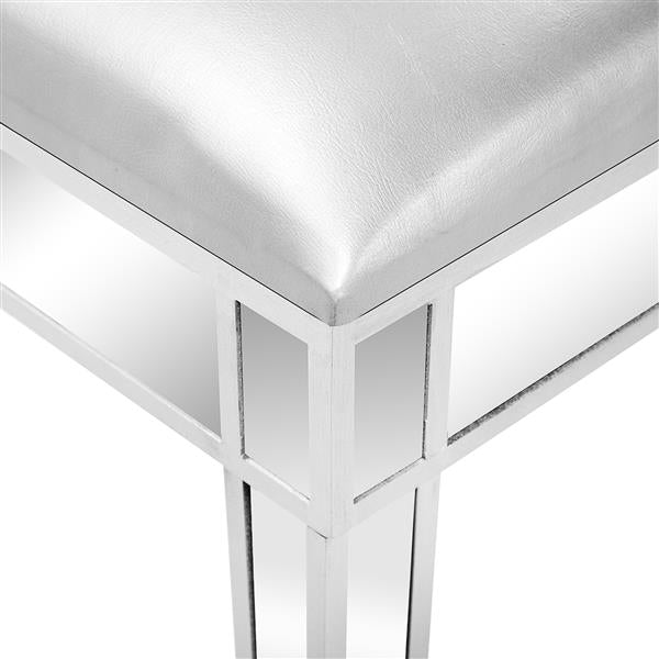 Modern Style Mirrored Vanity Stool Silver Gray