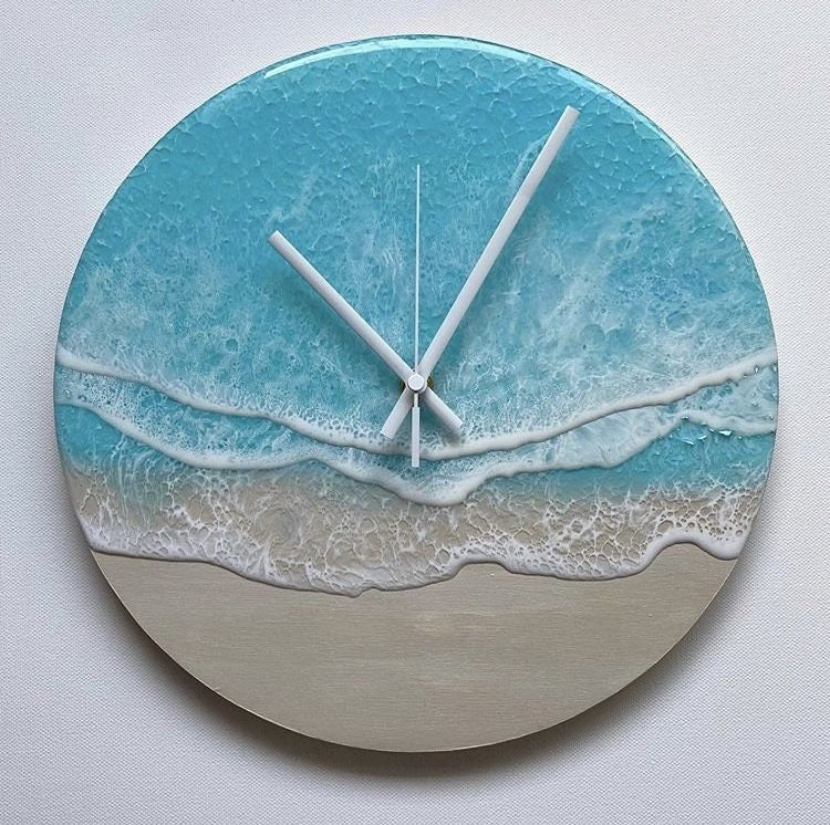 Beach Theme Abstract Epoxy Resin Wall Clock For Home Decor-0