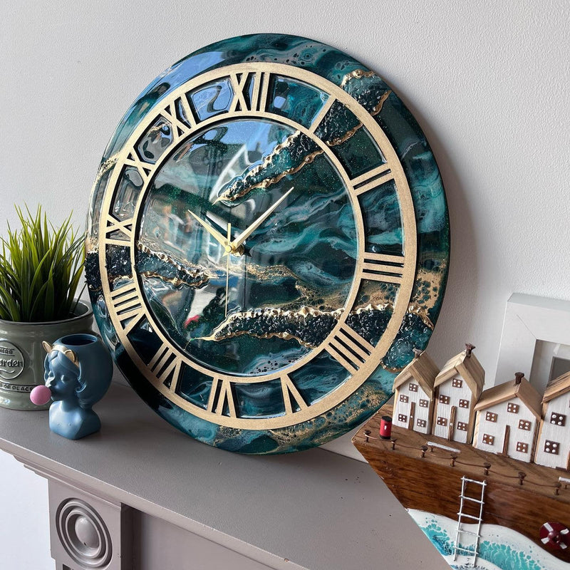 Modern Abstract Epoxy Resin Wall Clock For Home Decor-0