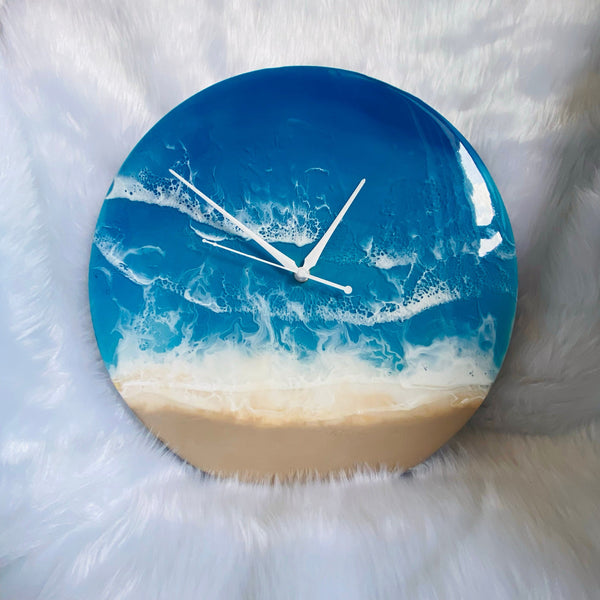 Beach Theme Abstract Epoxy Resin Wall Clock For Home Decor-0