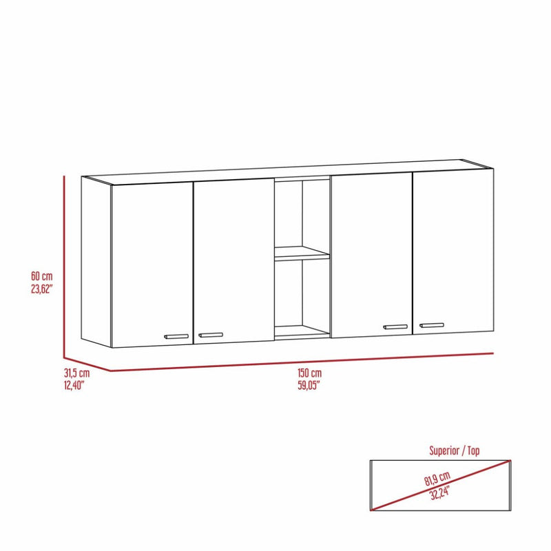 Wall Cabinet Ontario, Double Door, Black Wengue Finish-7