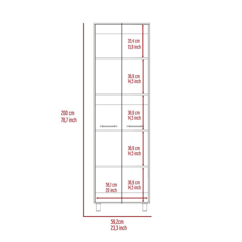 Pantry Cabinet Phoenix, Five Interior Shelves, Black Wengue Finish-7