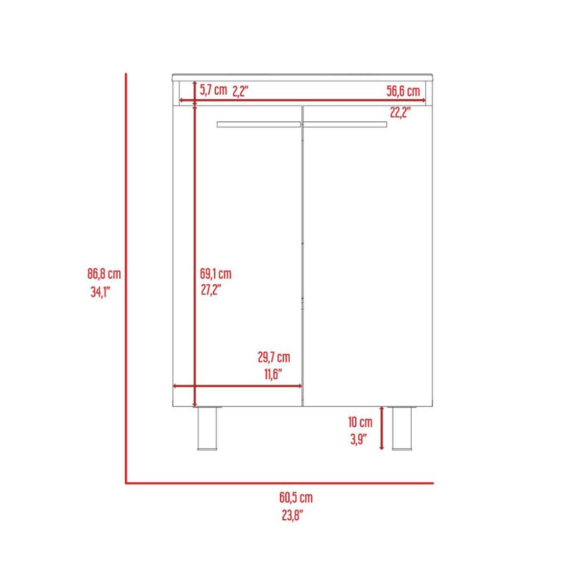 Floor Cabinet Oxnard, Double Door, White Finish-7