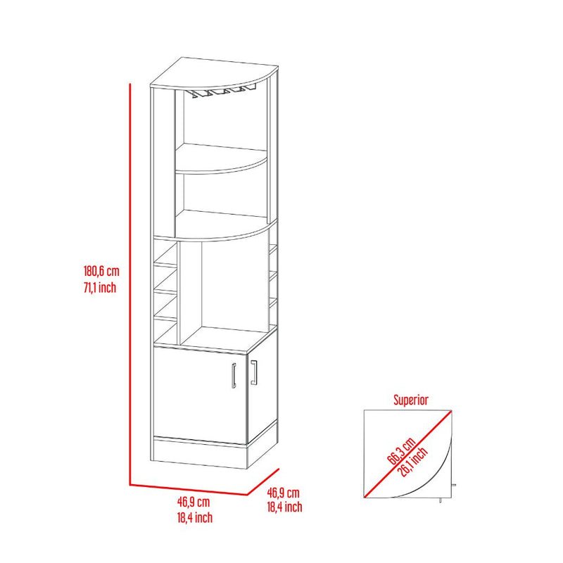 Bar Cabinet Papprika, 8 Wine Cubbies, Double Door, Black Wengue Finish-7