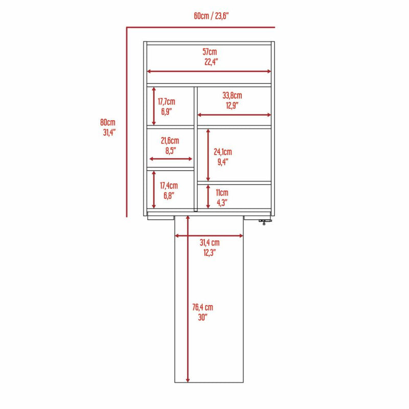 Foldable Table Tacoma, Seven Interior Shelves, Light Gray Finish-7