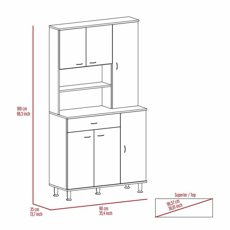 Kitchen Pantry Piacenza, Double Door Cabinet, Black Wengue Finish-8