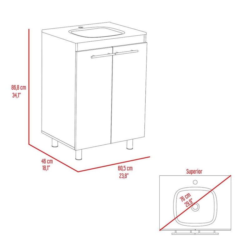 Floor Cabinet Oxnard, Double Door, Light Oak Finish-8