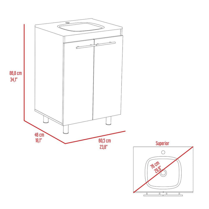 Floor Cabinet Oxnard, Double Door, White Finish-8