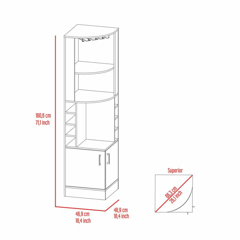 Bar Cabinet Papprika, 8 Wine Cubbies, Double Door, Dark Walnut Finish-10