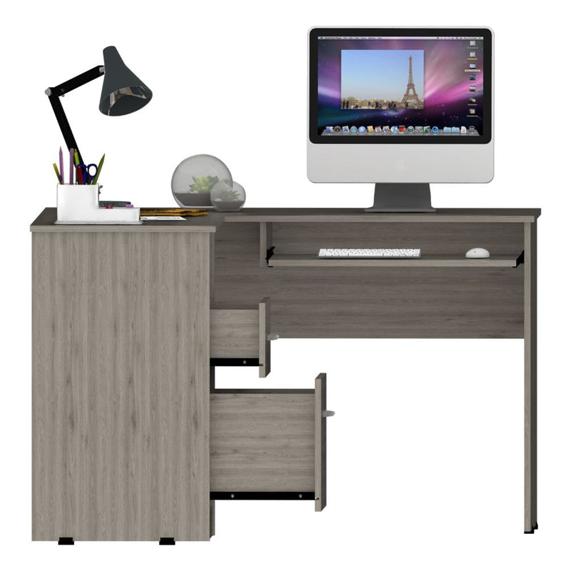 L-Shaped Desk Bradford, Keyboard Shelf, Light Gray Finish-6