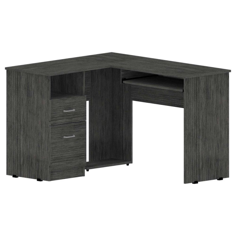 L-Shaped Desk Bradford, Keyboard Shelf, Smokey Oak Finish-3