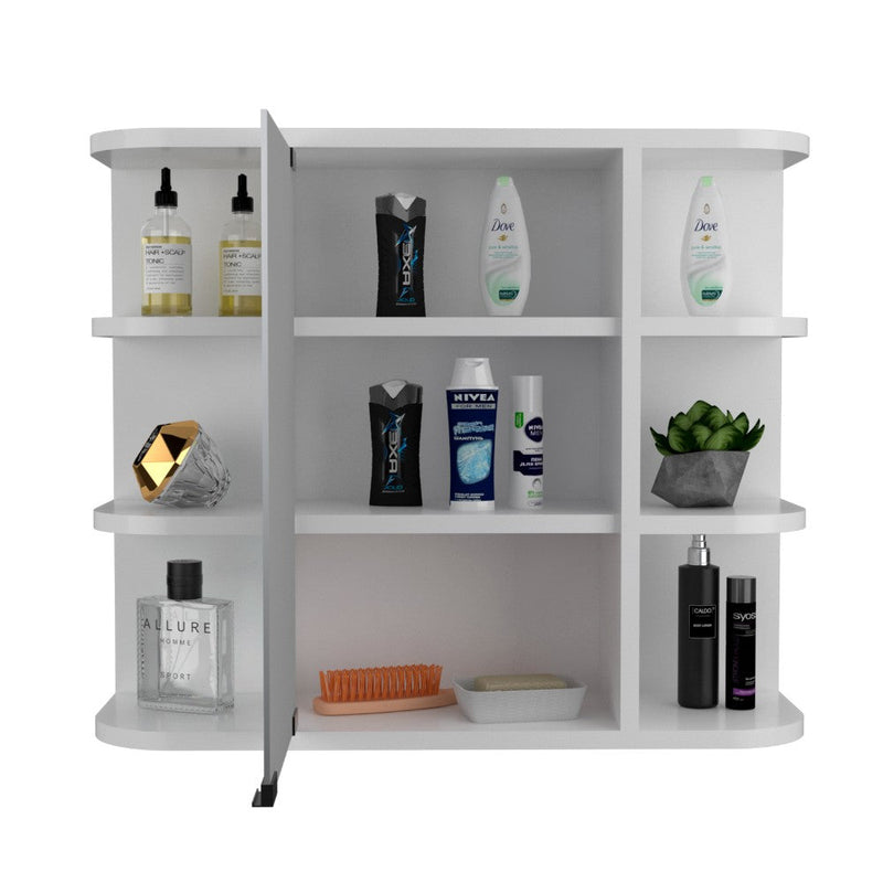 Medicine Cabinet Milano, Six External Shelves Mirror, White Finish-6