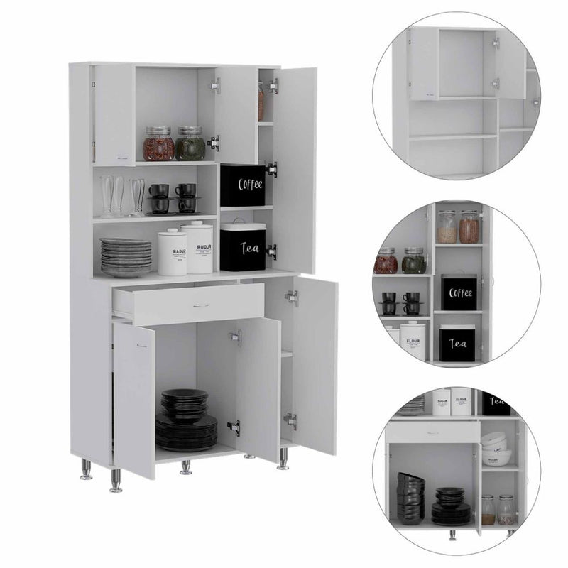 Kitchen Pantry Piacenza, Double Door Cabinet, White Finish-2