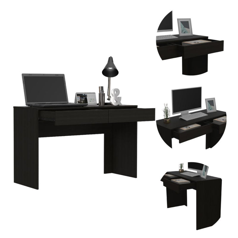 Computer Desk Aberdeen, Two Drawers, Black Wengue Finish-1